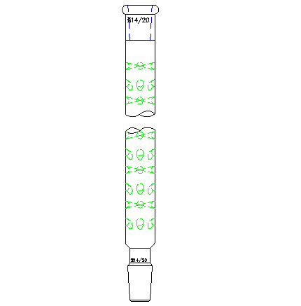 C101075 垂刺分餾柱 垂刺長度75 上磨口14/20 下磨口14/20