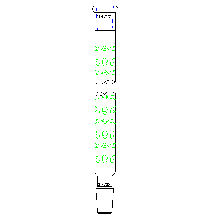 C101420 垂刺分餾柱 垂刺長度120 上磨口14/20 下磨口14/20