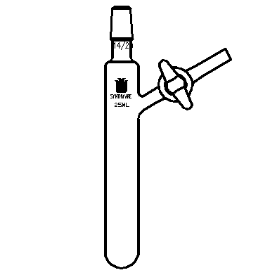 F691025,反應管,外磨口14/20,玻璃節門,25ml