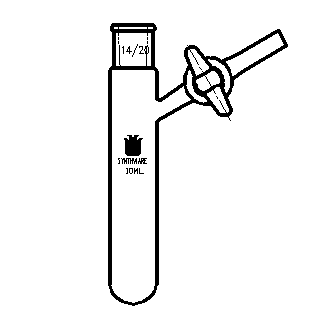 F891410,反應管,內磨口14/20,具2mm玻璃節門,10ml