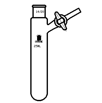 F891425,反應管,內磨口14/20,具2mm玻璃節門,25ml