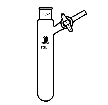 F891925,反應管,內磨口19/22,具2mm玻璃節門,25ml