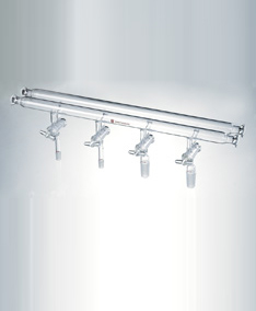 M150004,雙排管真空氣體分配器,4個#15 O型琺瑯盤,2個14/20,2個24/40