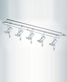 M230003,雙排管真空氣體分配器，實心玻璃節門,3,300mm,2小咀,左前右后