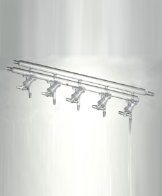 M441004,雙排管真空氣體分配器，空心玻璃節門,4,375mm,3小咀,左前左右后
