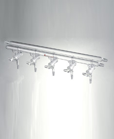 M451005,雙排管真空氣體分配器，空心玻璃節門,5,450mm,3小咀,右前左右后
